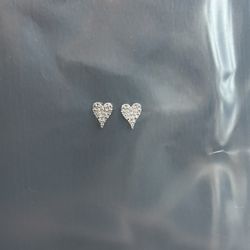 White Gold Heart Diamond Pavé Studs