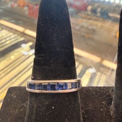 18KT White Gold Band W/ Sapphire Stones 37327-1