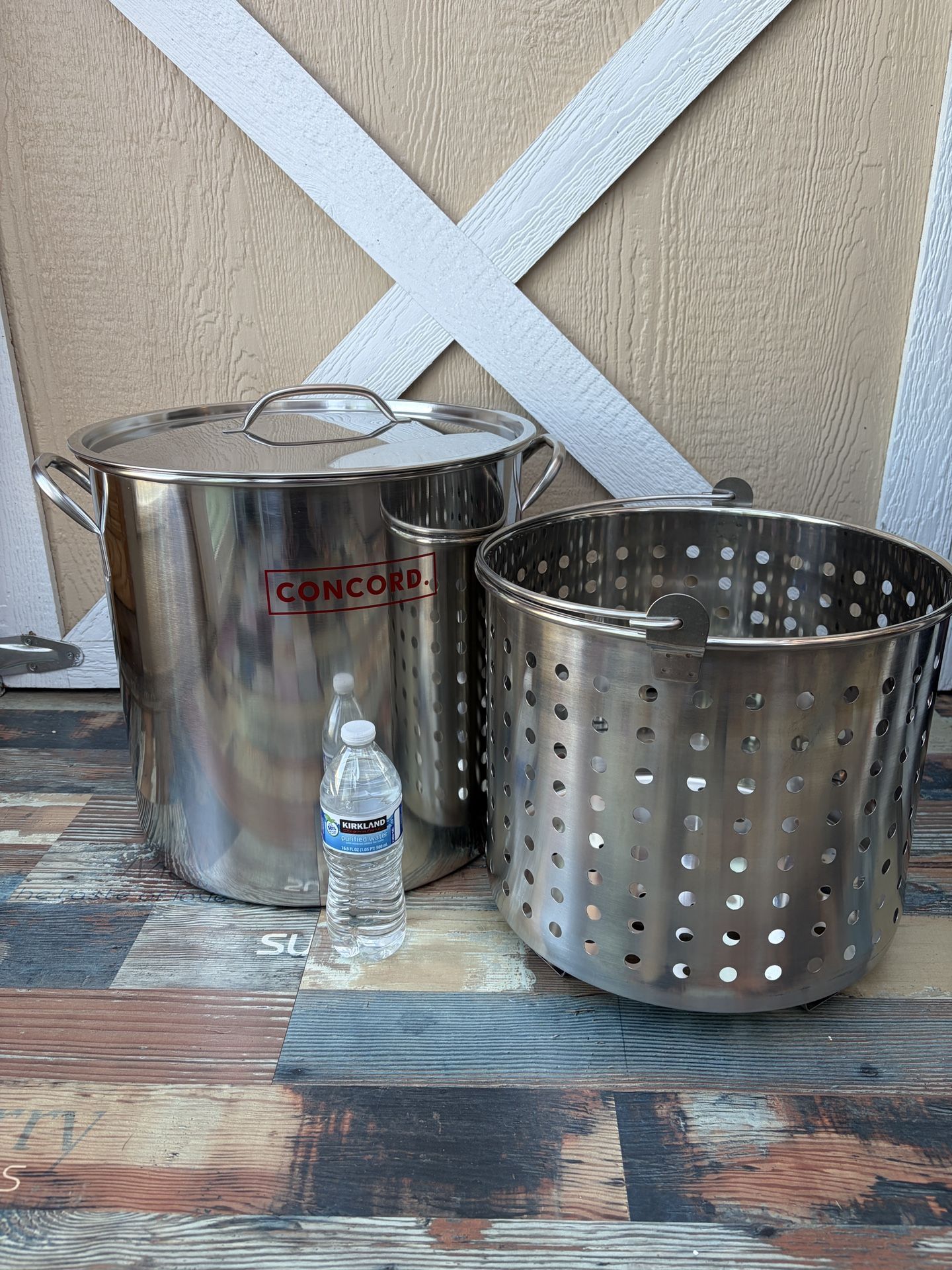 CONCORD 53 QT Stainless Steel Stock Pot w/Basket. Heavy Kettle. Cookware for Boiling