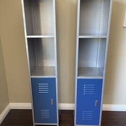 2 Sturdy Metal Locker Style Shelves 