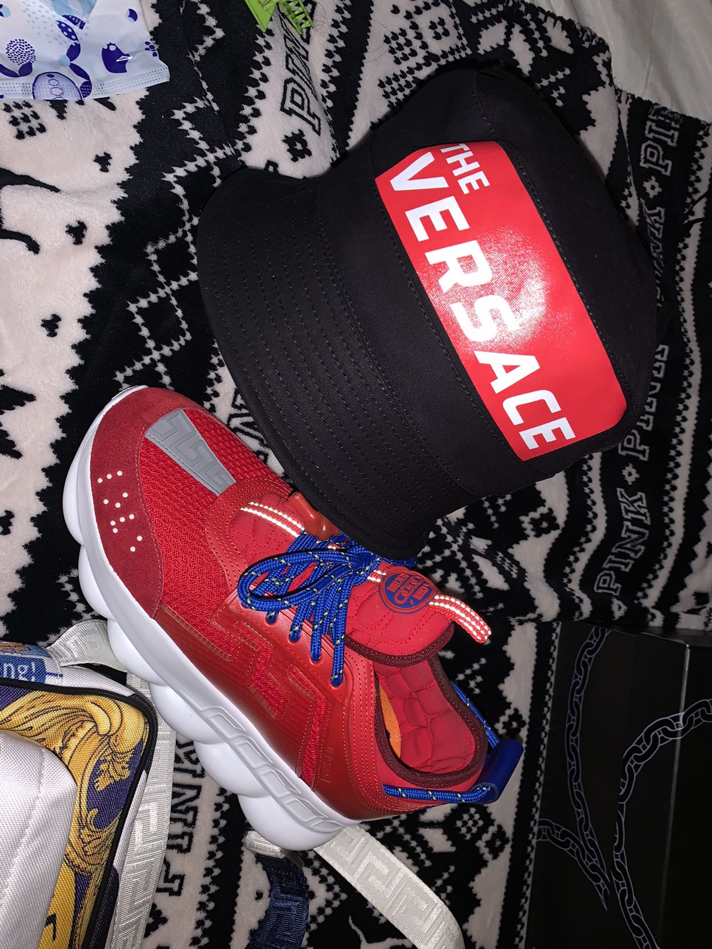 Versace chain reaction Sneaker Only! Bag And Bucket Hat Sold Excellent Condition 