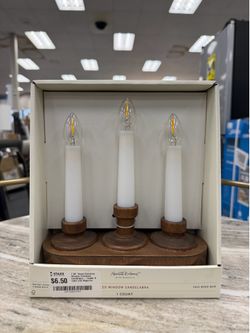 7.95" Wood Window Flameless Candelabra