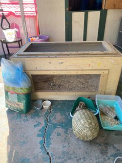 Rabbit hutch & supplies
