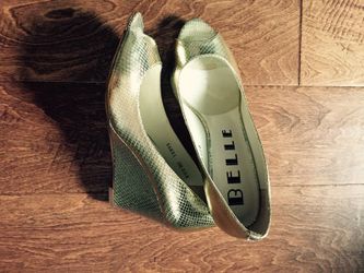 New leather open toe wedge heel