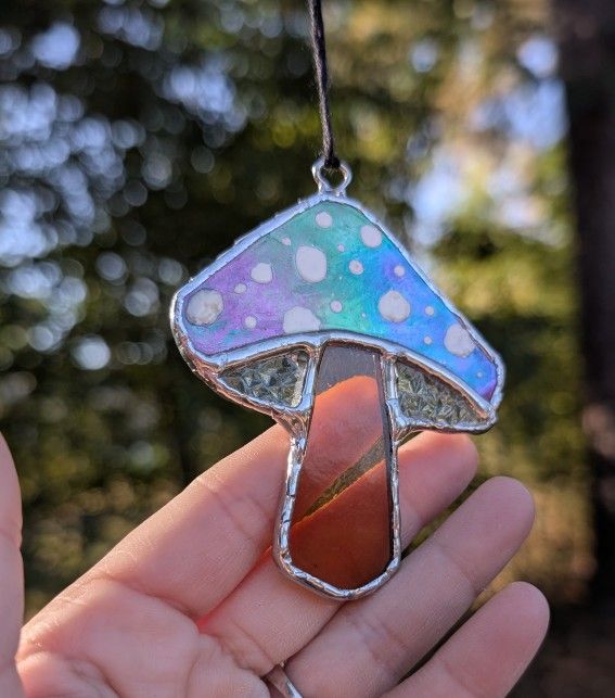 Small Stained Glass Mushroom Sun Catcher