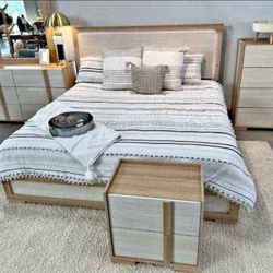 King Bedroom Set 4 Pcs New Wood Bed Set Style 