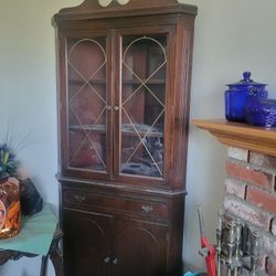 Vintage 1940s Corner China Cabinet