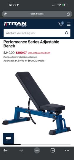Titan Fitness - Performance Series Adjustable Bench incline flat
