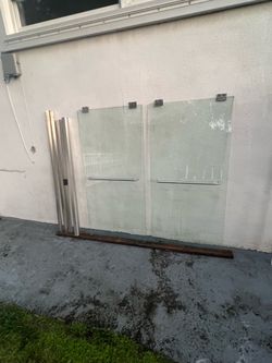 Glass shower door.