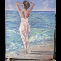 20*16 Original Oil Painting.Caribbean Sea 