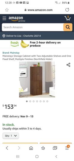 new in box storage cabinet brown color