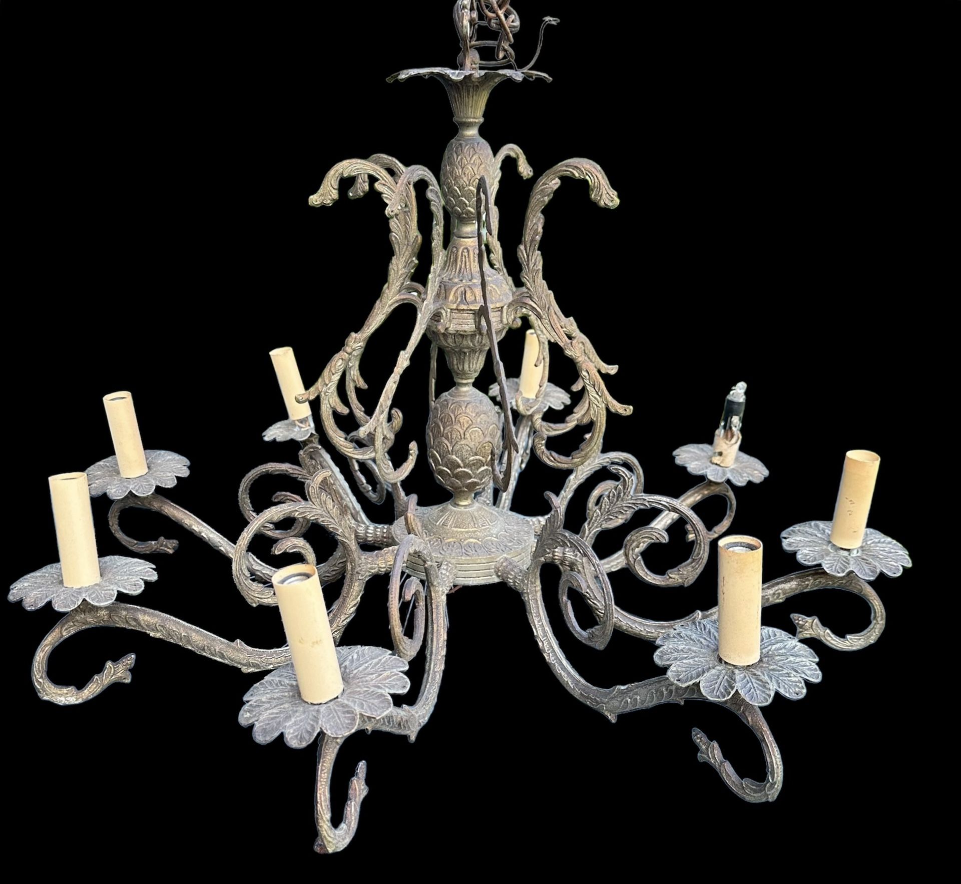 Antique 8 ARM CHANDELIER made in Spain 26" x 19" ornate