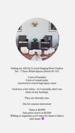 432 Hz Crystal Singing Bowl Chakra Set - 7 Pure White Quartz Bowls (8"–14")