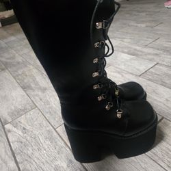 Black Gothic Platform Boot Heels