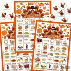 Family games bingo thanksgiving party decoration birthday fall festivities fun bingo 