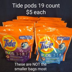 Tide Pods 19 Count Bags $5 Each