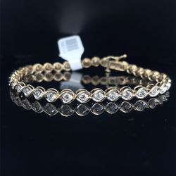 10KT Yellow Gold 7-1/4 Diamond Tennis Bracelet 8.30g 1.8CTW 164311