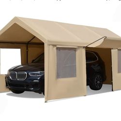 Carport, 10’ x 20’ Heavy Duty Carport with Roll-up Sidewall and Ventilated Windows, Portable Outdoor Garage for Car, Truck, SUV, Boat, Car Canopy with