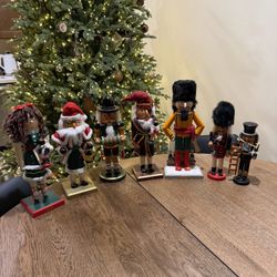 Set of 7 Large Wooden Nutcrackers - Christmas Decor Collection