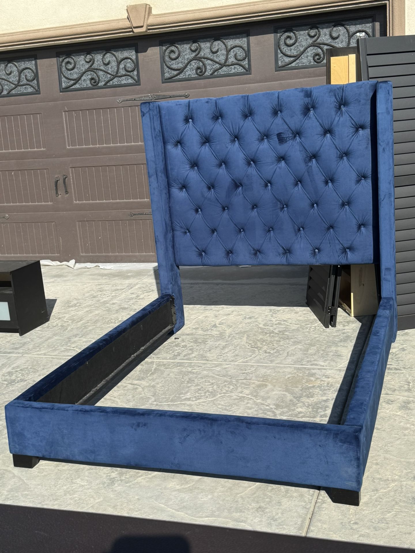Blue Suede Bed Frame 