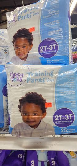 Tippy Toes Boys Training Pants Size 2T-3T (25 Count) - New Unopened