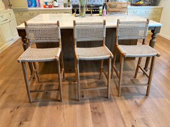 3 Natural Wood Stools