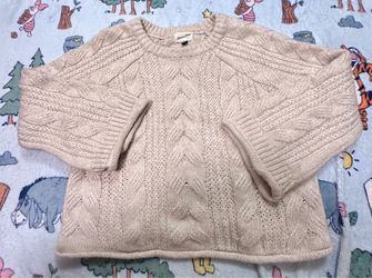 (NEW) Cream Cable Knit Crewneck Sweater