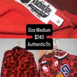 Bape ABC Camo Red Shark Full zip Hoodie Size Médium 