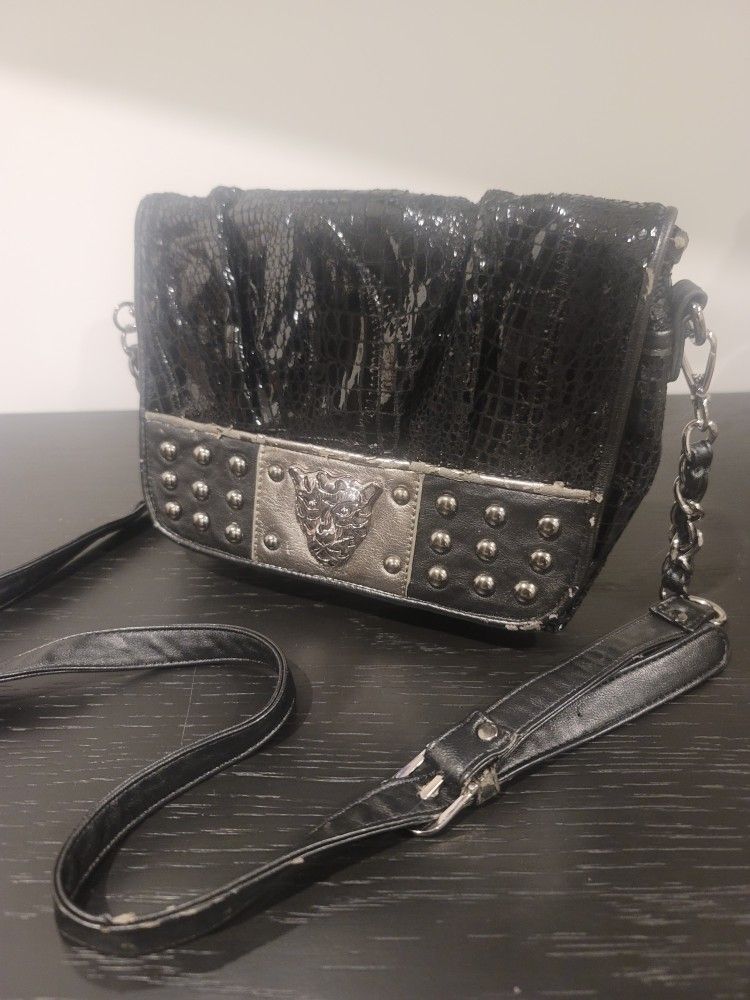 Sharif  Y2K Black Patent Leather Crossbody  Handbag Tote 