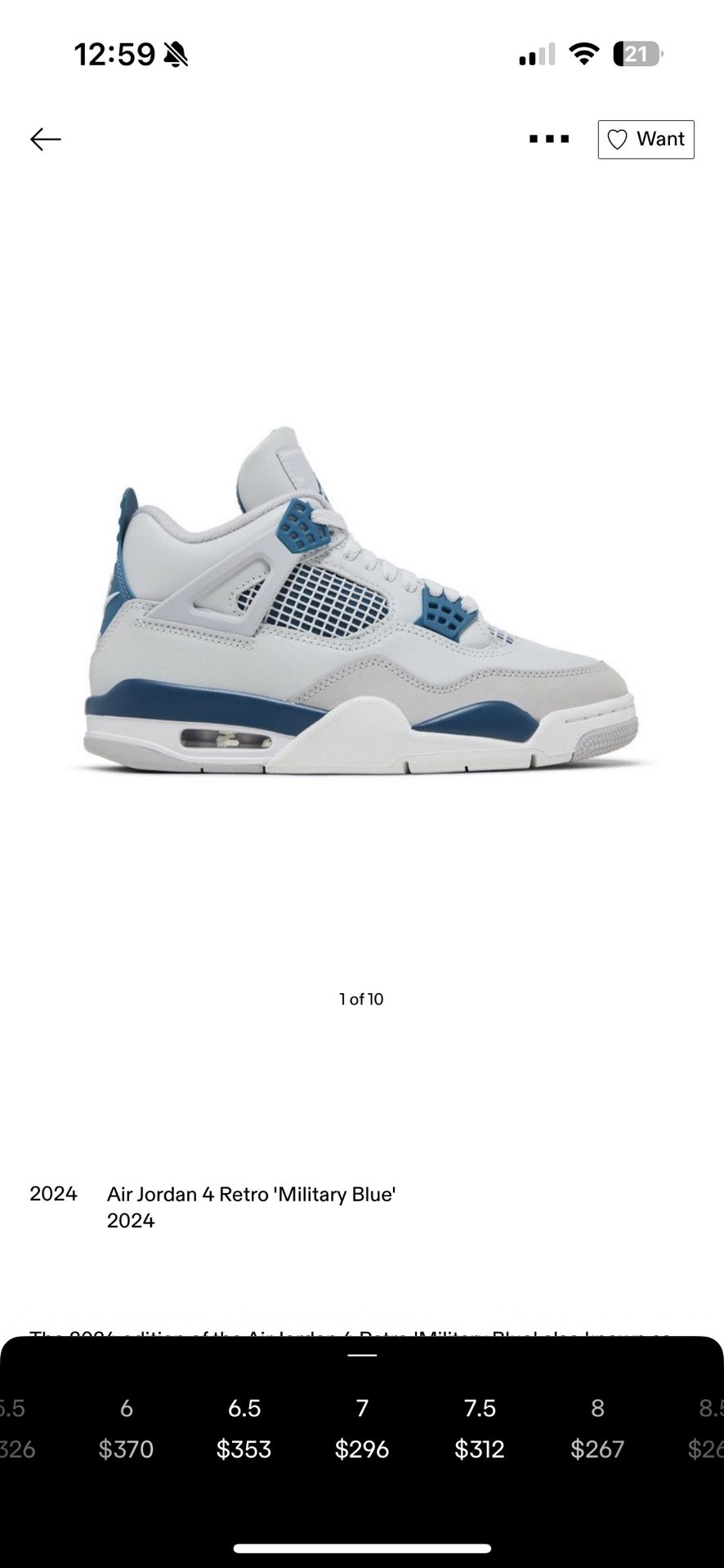 Jordan 4 Retro “military Blue” 6 Men