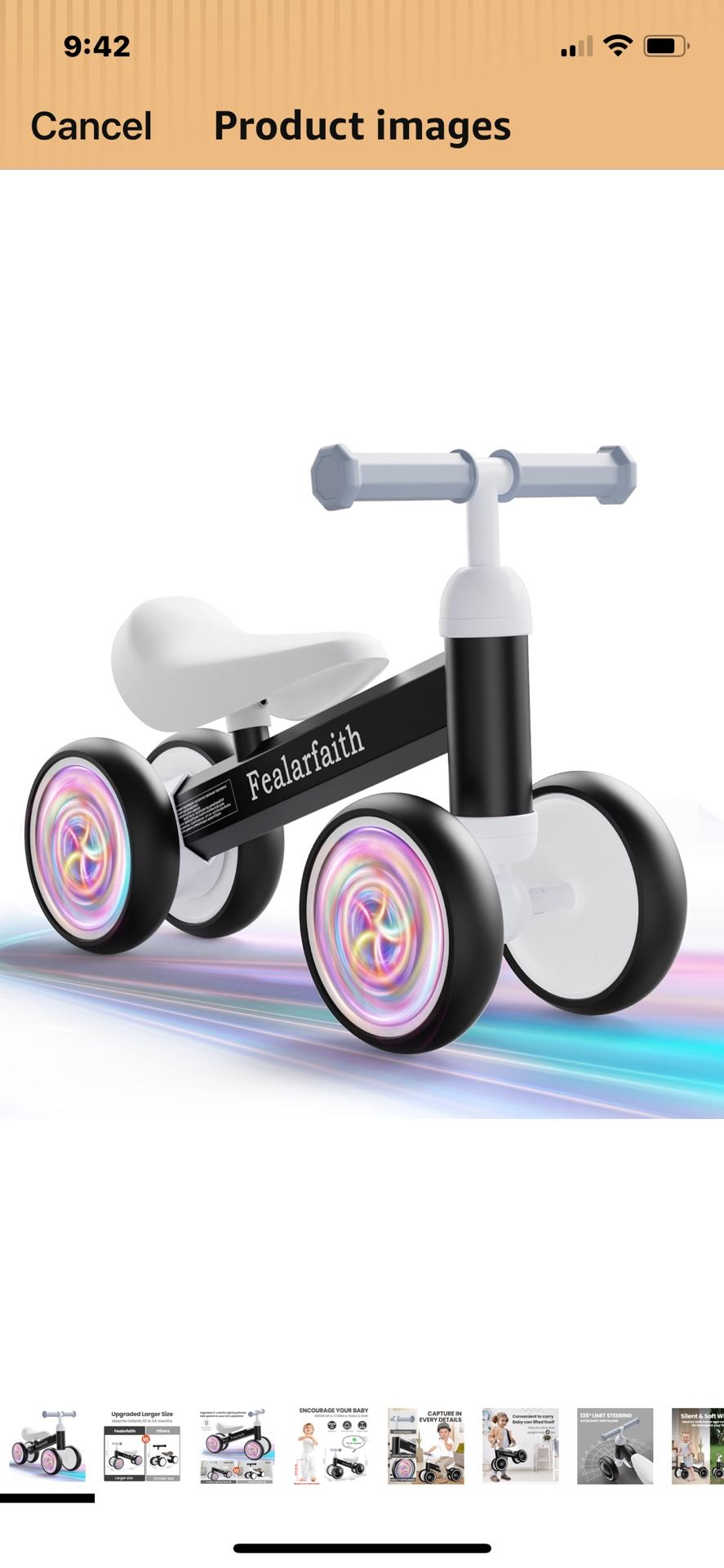 Baby Balance Bike for 1 Year Old Boys Girls, Toddler First Bike with 4 Colorful Lighting Wheels | 12-24 Month Toddler Balance Bike | First Birthday Gi