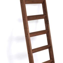 Hallops 5 Feet Blanket Ladder - 3x19x58 Inches, Wood Rustic Ladder Shelf - Space Saver Quilts, Blankets, and Towel Display Rack - Wall Leaning Vintage