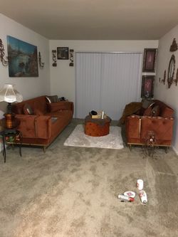 Burn orange living room set