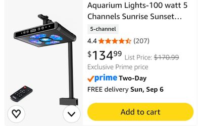 Brand New In Box Aquarium Lights 100 watt 5 Channels Sunrise Sunset Moonlight Reef Lights