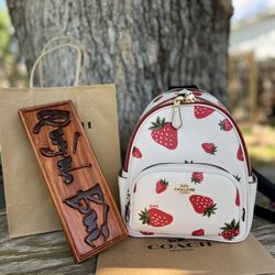 Coach court Small Backpack With strawberry Print