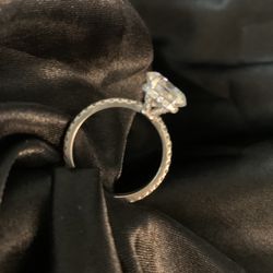 10k White Gold Moissanite ring with diamond hidden halo and Three-quarter Diamond Coverage