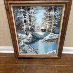 Hand Painted Painting With Frame 