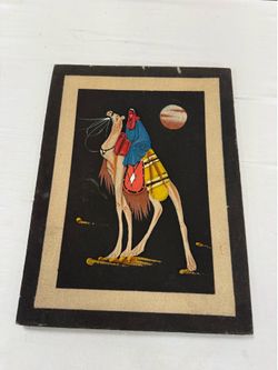 Camel and Desert Folk Art Sand art on Board Unframed Single Piece 12x15