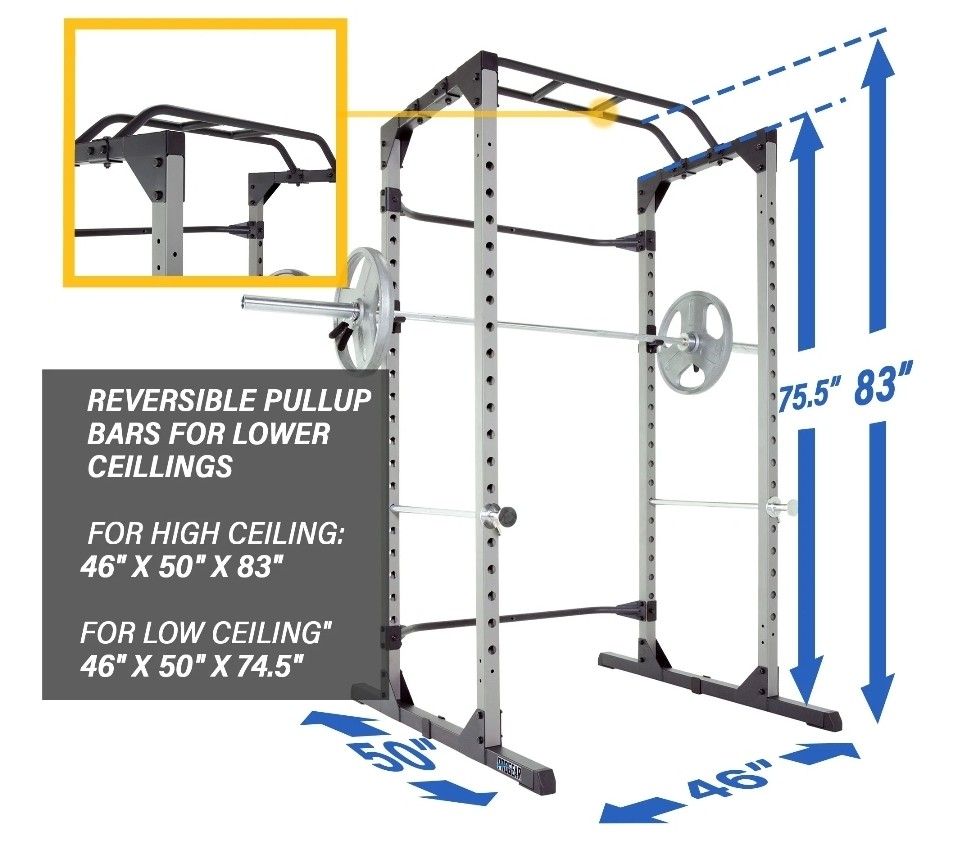 Pro Gear Squat Rack With Dip Attachment & Spotters & Landmine