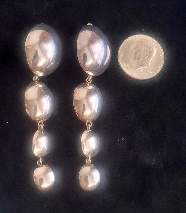 Sterling Silver Clip On Earrings 1970s Vintage Navajo 