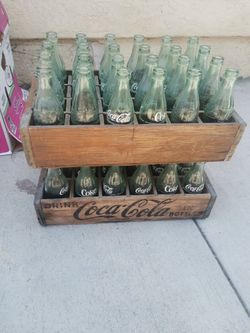 Vintage Coke Bottles W Case 