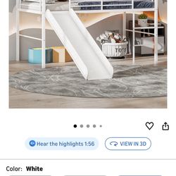 Twin Size Loft Bed With Slide (White)