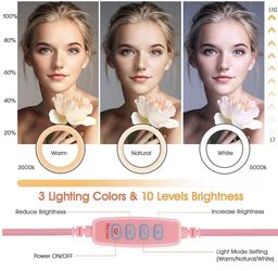 6.5 inch Dimmable LED Ring Light - Pink