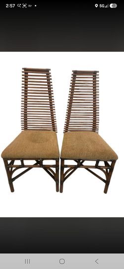 pair of vintage Hollywood Regency-style faux bamboo highback dining chairs