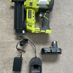 Ryobi Nail Gun, Battery & Charger