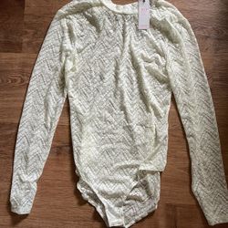 New With Tags - Women’s White Long Sleeved Lace Bodysuit 