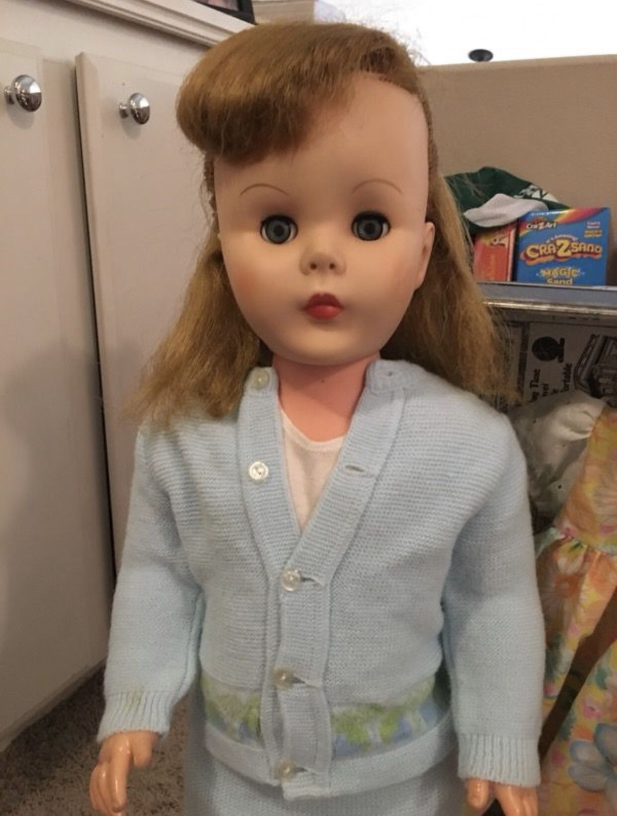 Antique life-size doll and trunk