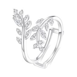 Open Leaf Moissanite Ring 925 Sterling Silver D Color VVS1 Adjustable 5-8