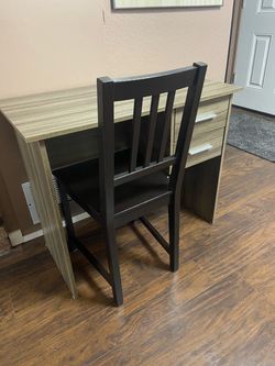 Wood 2 drawer desk with or without chair