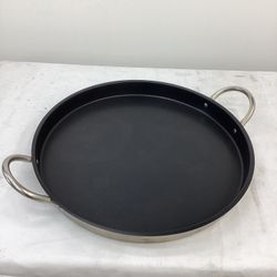 HD 21" Round Stainless Steel Flat Comal Griddle Pan Grill Tray Cook Non-Stick
